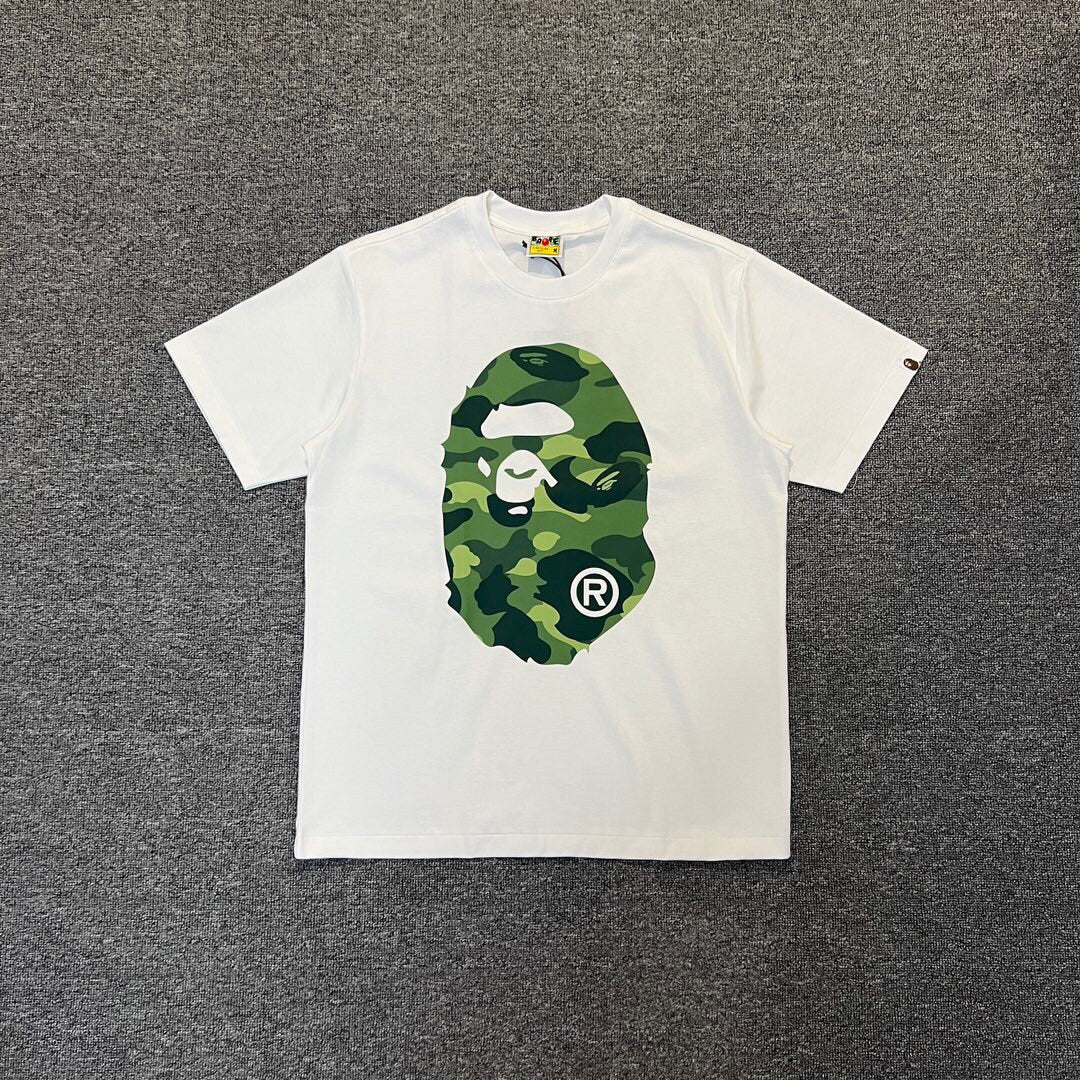 BAPE Classic Camo Ape Head Letter Print Loose Unisex Casual T-Shirt
