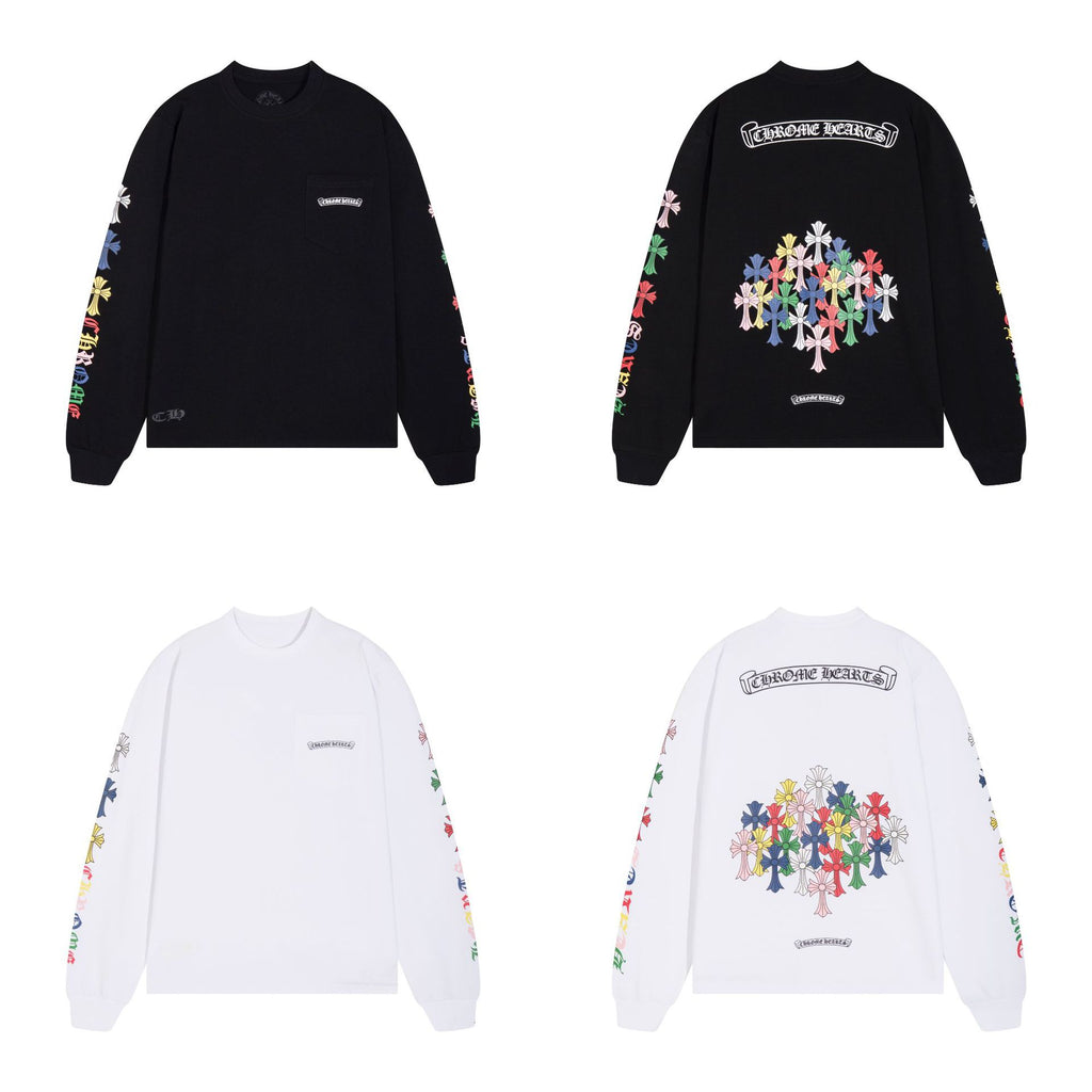 Chrome Hearts Cross Horseshoe Sanskrit Print Long Sleeve Tee Unisex