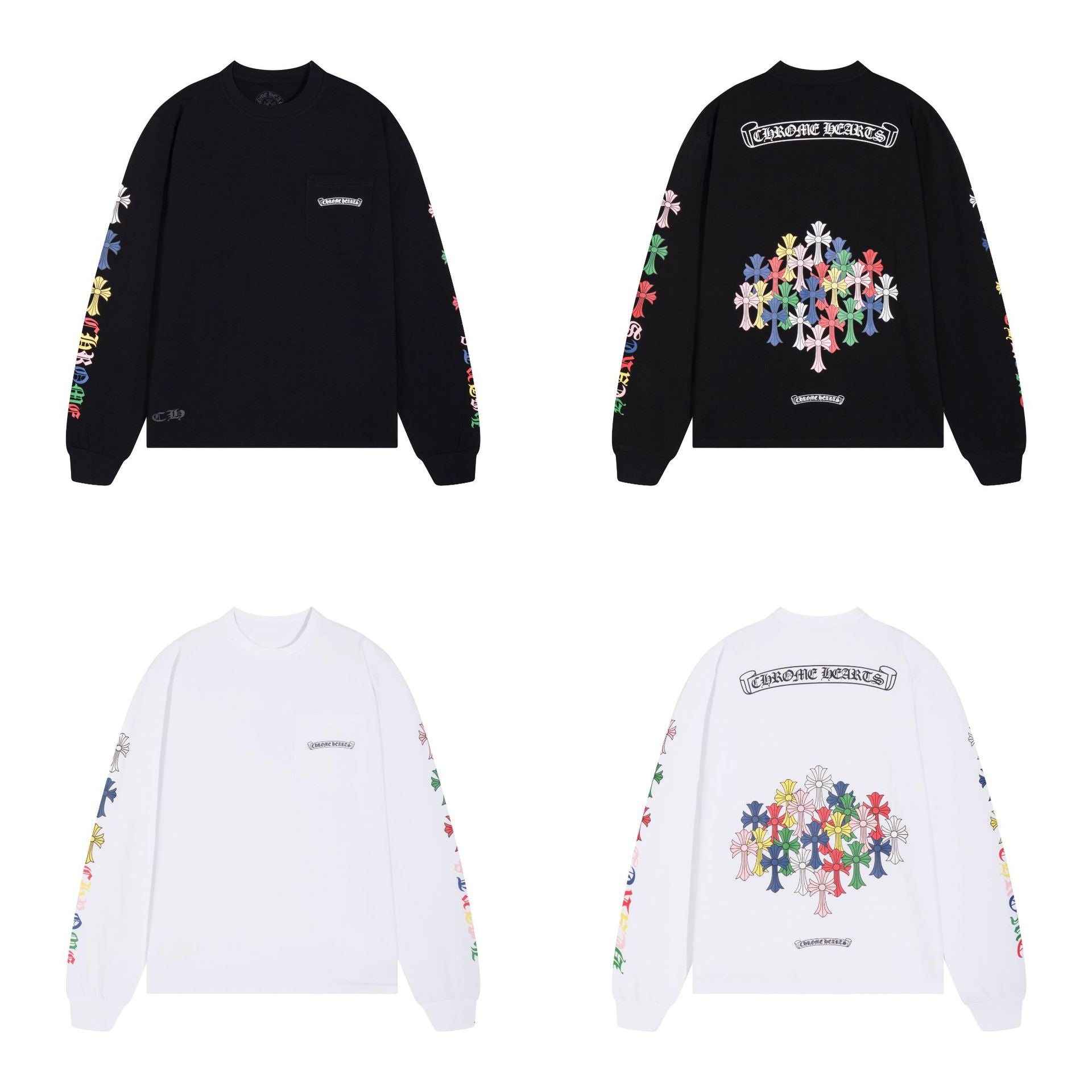 Chrome Hearts Cross Horseshoe Sanskrit Print Long Sleeve Tee Unisex