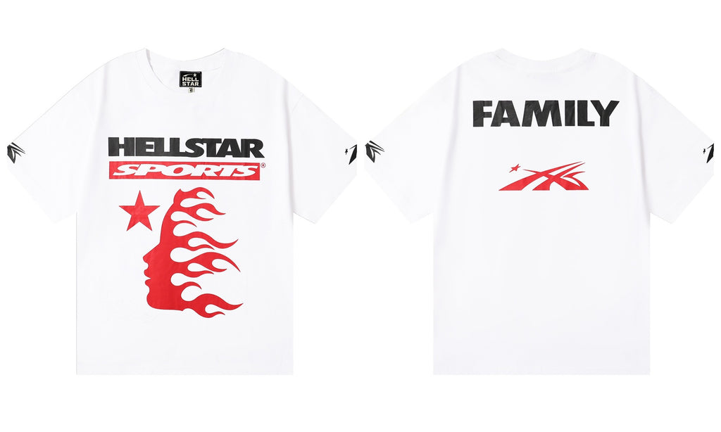 Hellstar Series Vintage Graphic Print Loose Unisex Streetwear T-Shirt