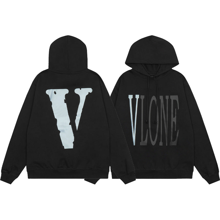 Vlone Multi Pattern Big V Graphic Oversized Hoodie Streetwear Unisex