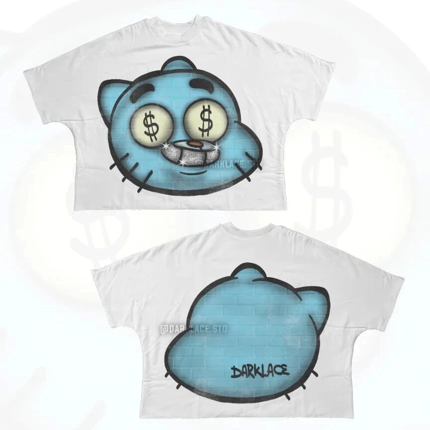 Y2K Punk Cartoon Hip Hop Grafik Unisex Oversized Streetwear Baumwoll-T-Shirt