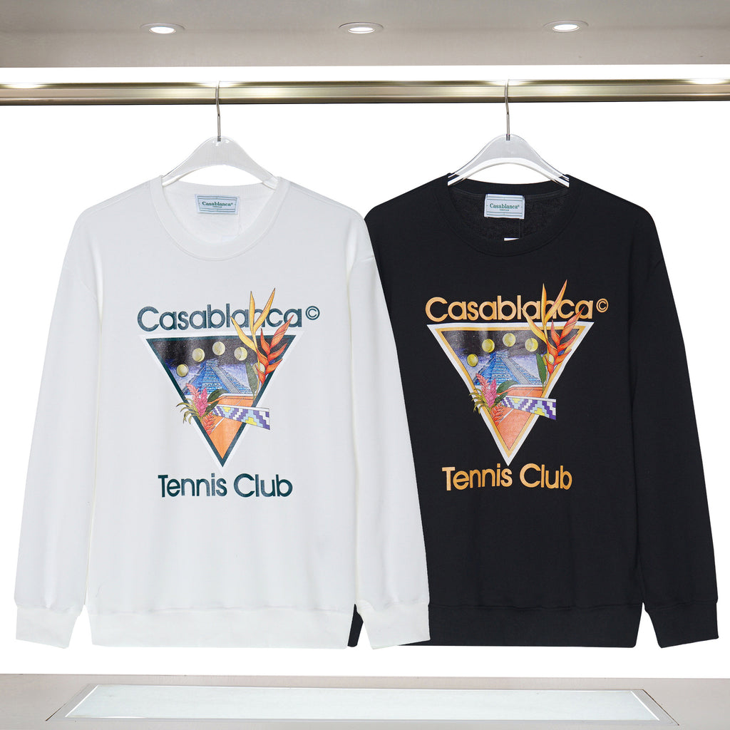 Casablanca Tennis Club Graphic Crewneck Sweatshirt Men Casual Pullover