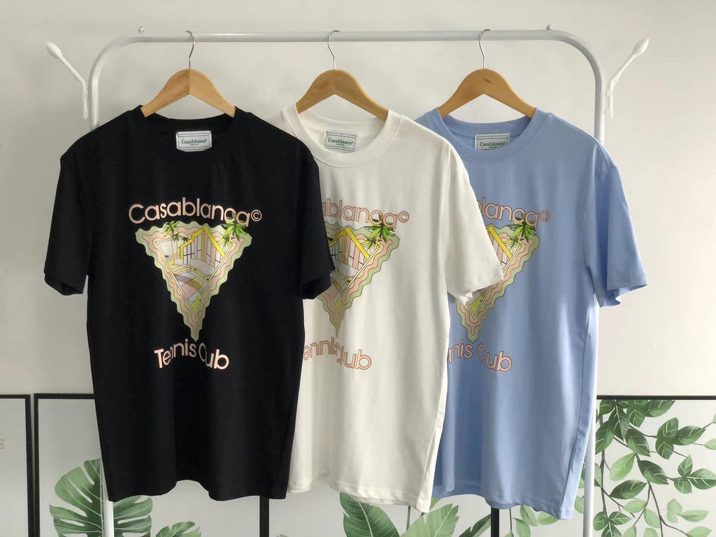 Casablanca Casa Letter Art Print Crew Neck Short Sleeve Tee Unisex