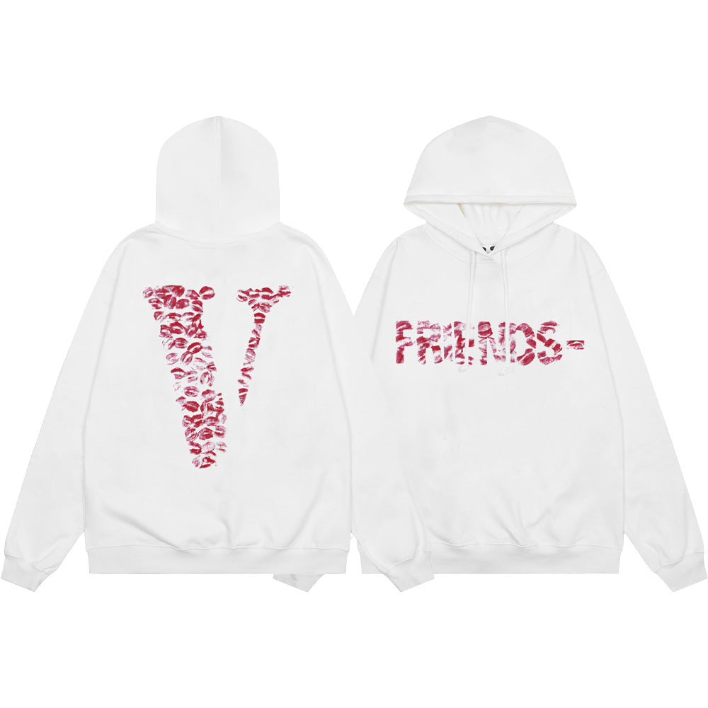 Vlone Multi Pattern Big V Graphic Oversized Hoodie Streetwear Unisex
