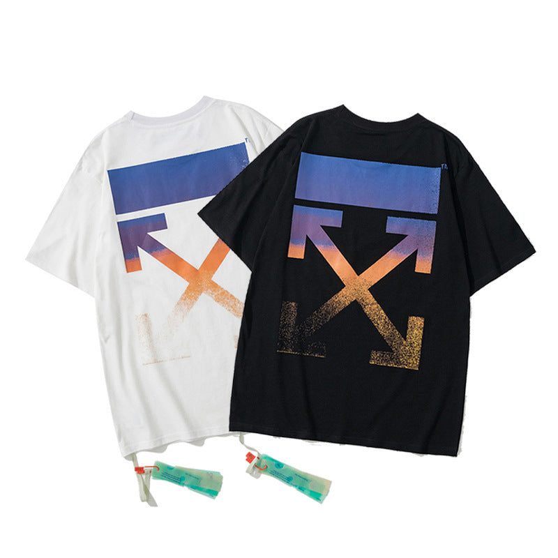 Off‑White Melt Arrow Gradient Splash Ink Crew Neck T‑Shirt Unisex