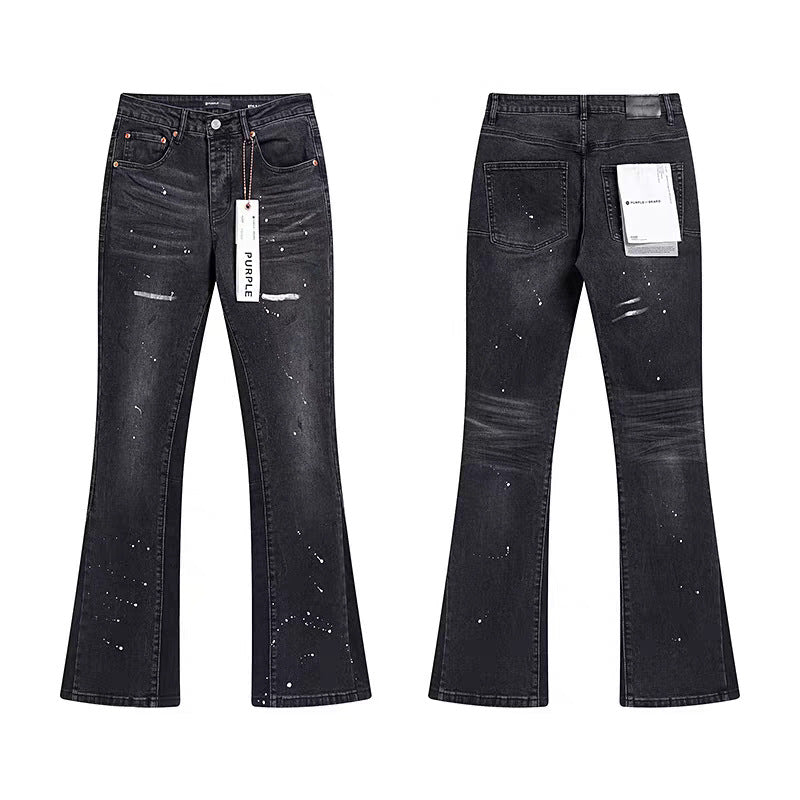 Purple Brand Men Stretch Skinny Ripped Printed Embroidered Denim Jeans