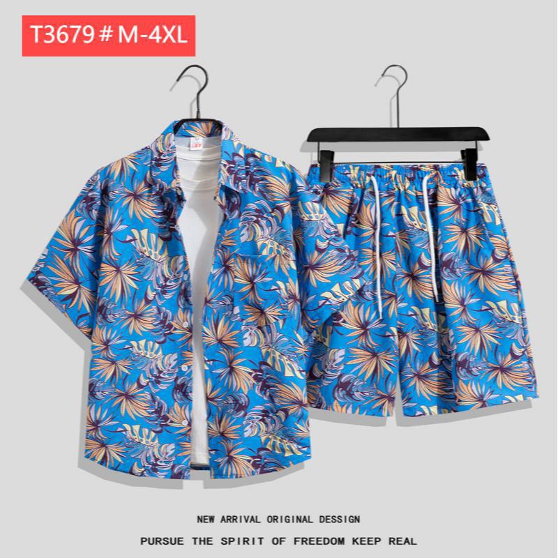 Couple Hawaiian Floral Set Loose 5 Inch Shorts T3664-T3699