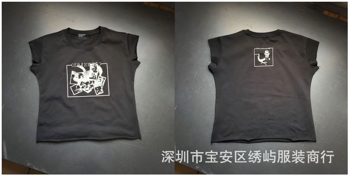 ERD Portrait Letter Print Crew Neck Short Sleeve T Shirt Unisex