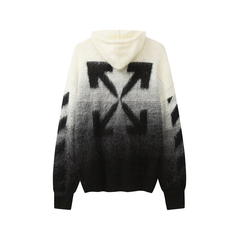 Off-White Arrow Mohair Sweater Gradient Fluffy Knit Pullover & Hoodie