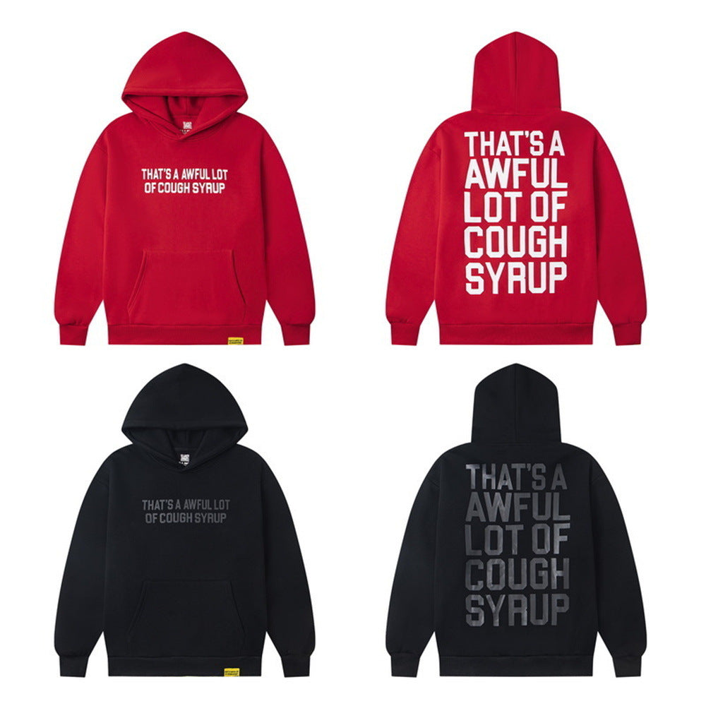 Cough Syrup Graphic Hoodie Vintage Letter Print HipHop Street Pullover
