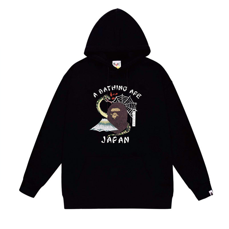 BAPE x Stussy Shark Graphic Hoodie Street Cotton Pullover Sweatshirt