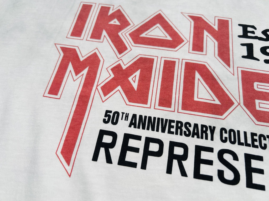 Represent Iron Maiden Letter Print Crew Neck Short Sleeve T Shirt Unisex