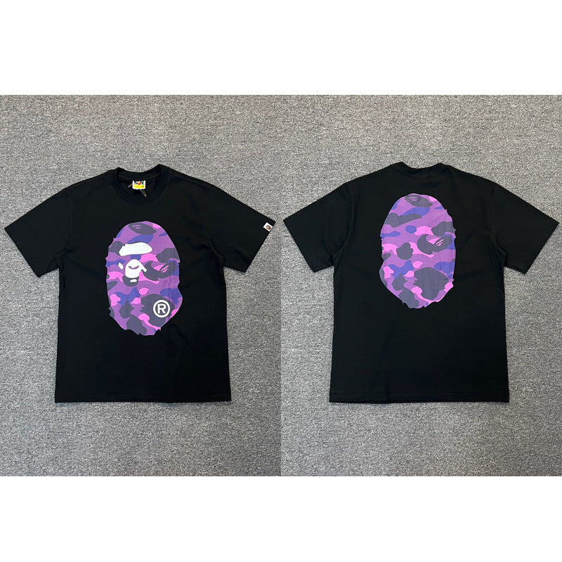 BAPE Ape Shark Graphic Print Loose Unisex Heavyweight Cotton T-Shirt