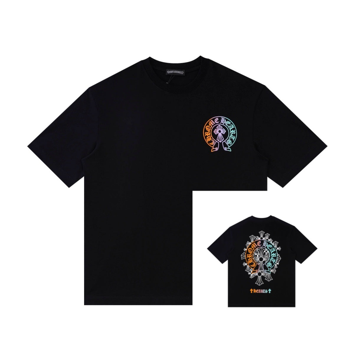 Chrome Hearts Color Sanskrit Cross Horseshoe Print Short Tee Unisex