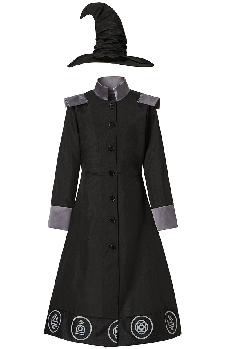 Halloween Wizard Witch Long Robe Cosplay Sets Adult & Kids Outfits
