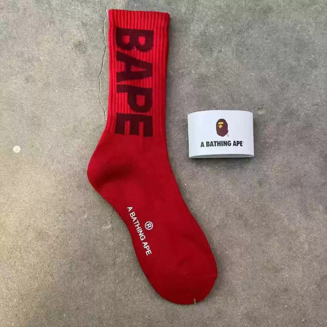 BAPE Ape Head Ribbed Crew Socks Multi Graphic Prints