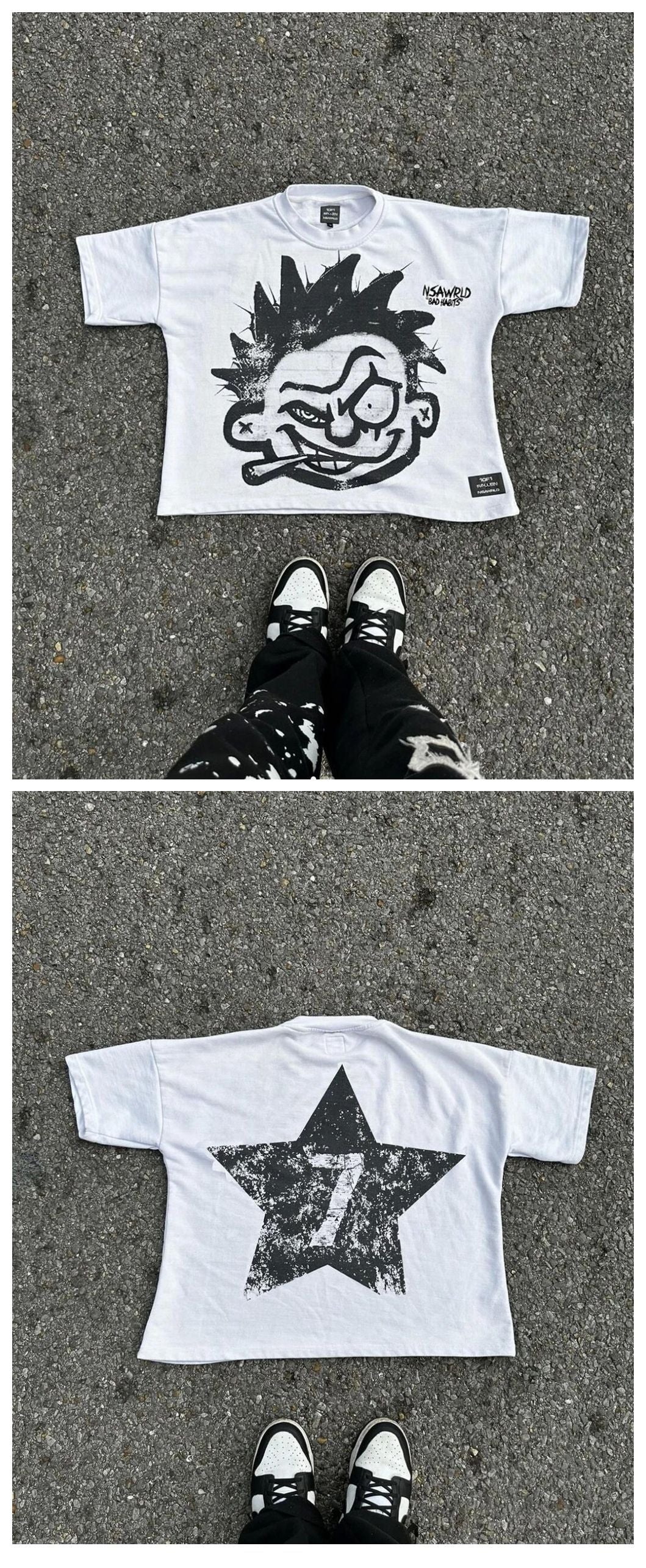Y2K Vintage Cartoon Grafik Unisex Oversized Streetwear Baumwoll-T-Shirt