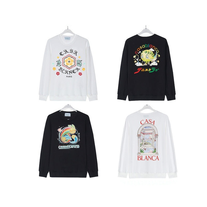 Casablanca Art Graphic Crewneck Sweatshirt Vintage Casual Pullover