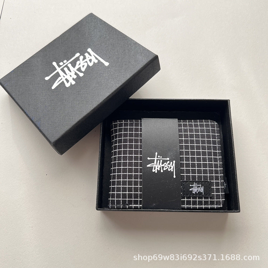 Stussy Canvas Bifold Wallet Multi Pattern Card Holder Coin Purse