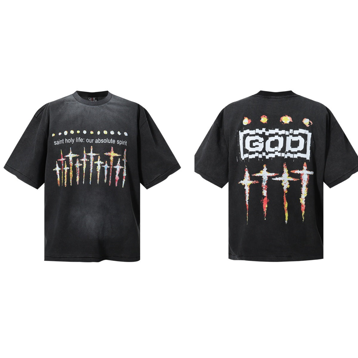 Saint Michael Vintage Washed Graphic Print Loose Streetwear T-Shirt