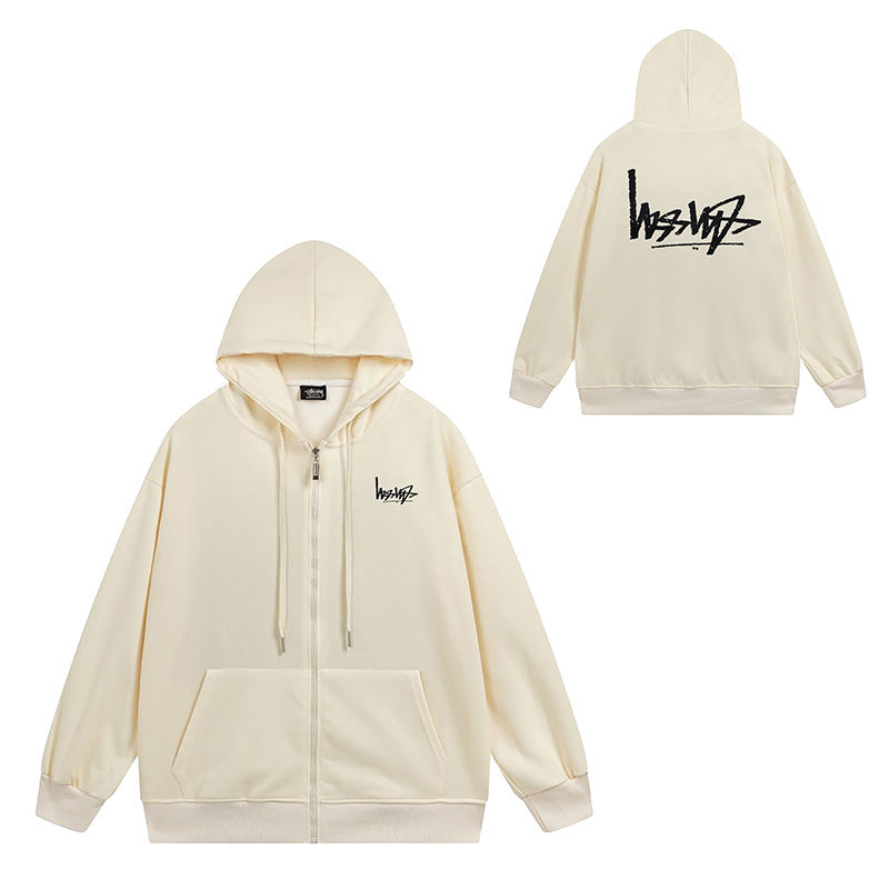 Stussy Graphic Zip Up Hoodie Letter Streetwear Casual Pullover Jacket