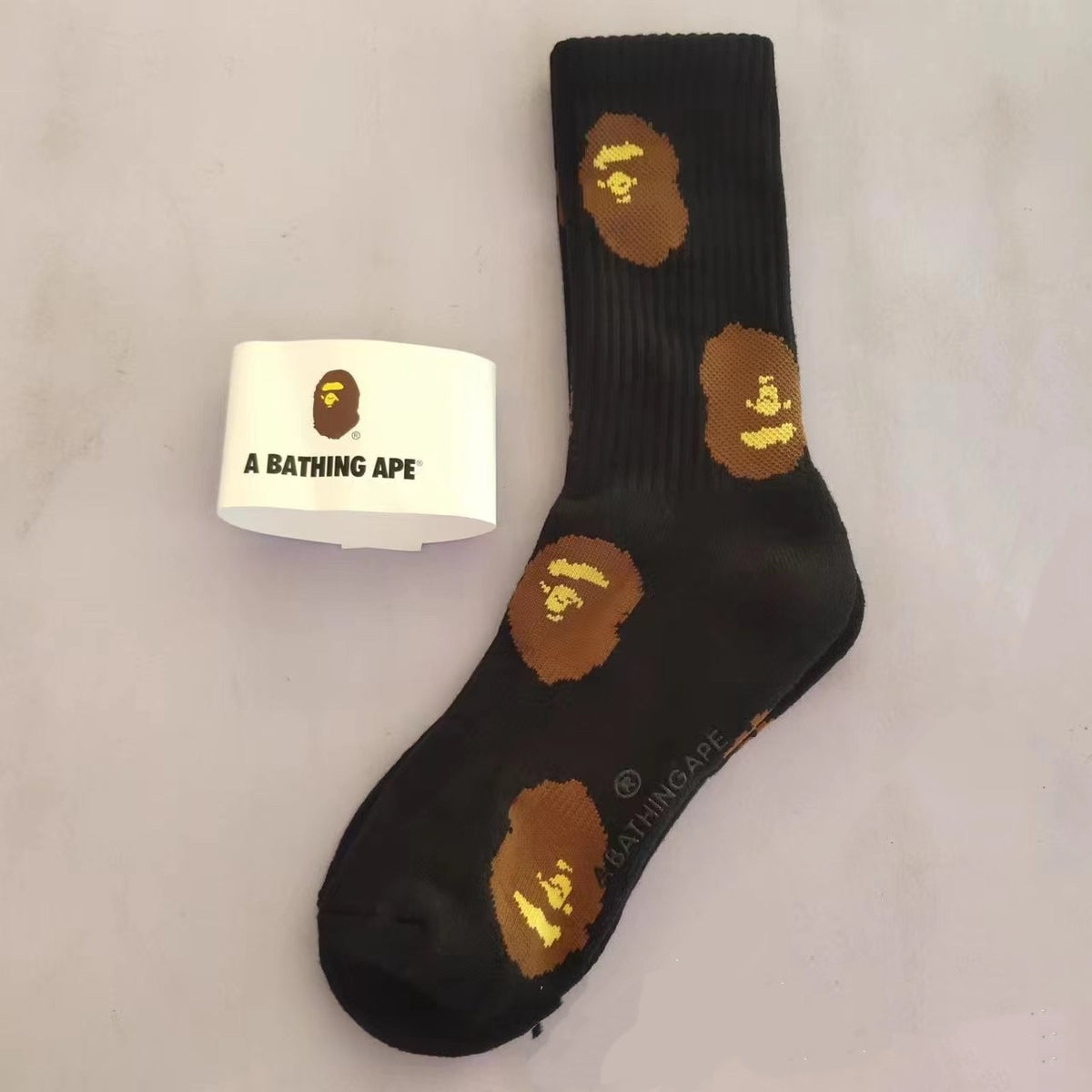 BAPE Ape Head Ribbed Crew Socks Multi Graphic Prints