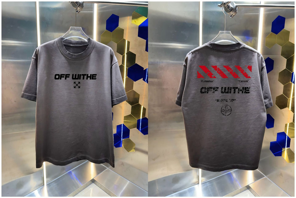 Off-White Washed Distressed Crew Neck Short Sleeve T Shirt Unisex