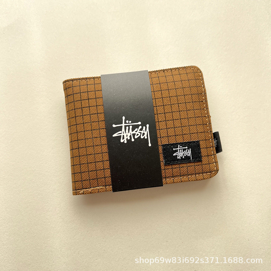 Stussy Canvas Bifold Wallet Multi Pattern Card Holder Coin Purse