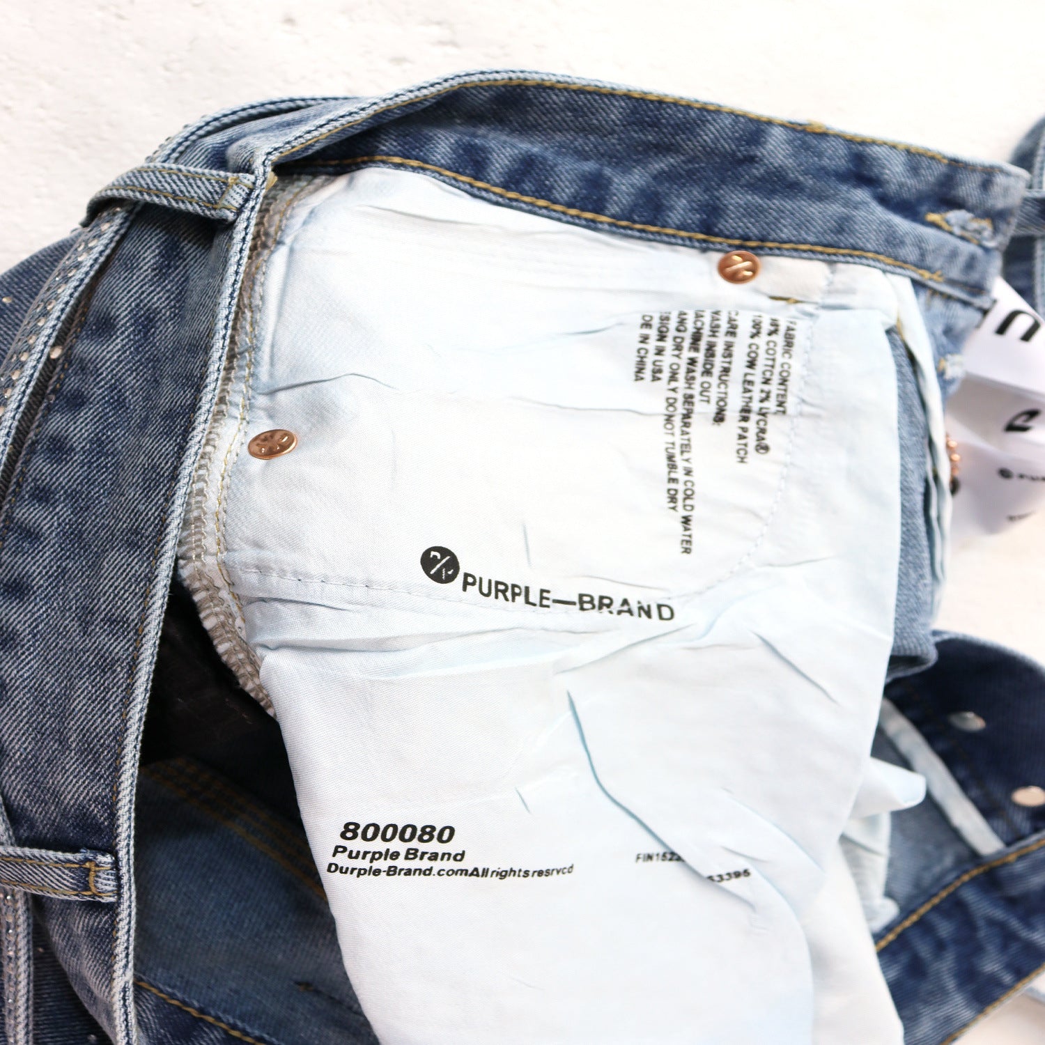 Purple Brand Rhinestone Straight‑Leg Denim Shorts Unisex