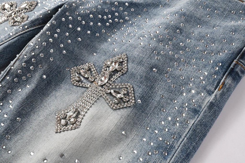 Purple Brand Rhinestone-Embellished Flared Jeans
