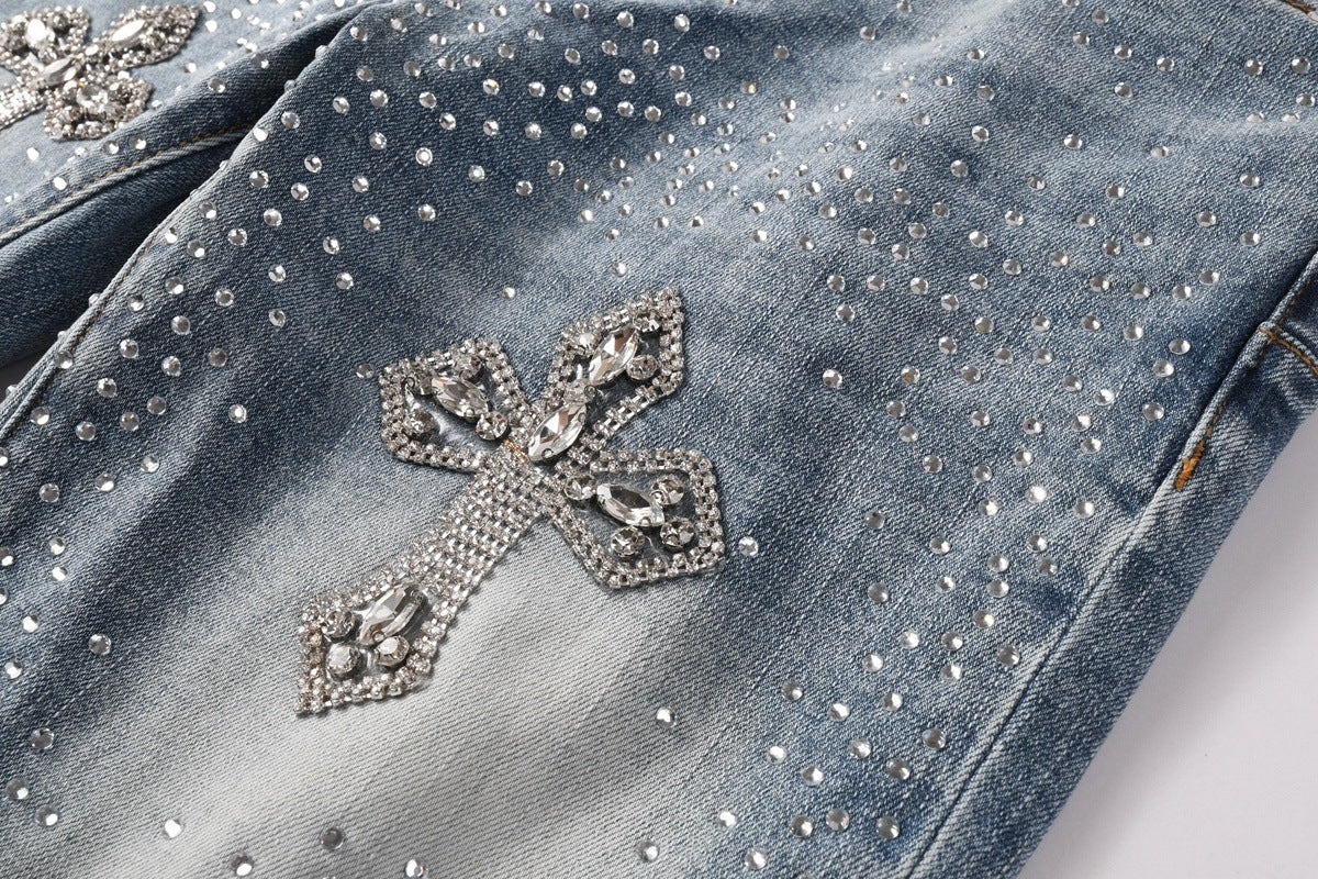 Purple Brand Rhinestone-Embellished Flared Jeans