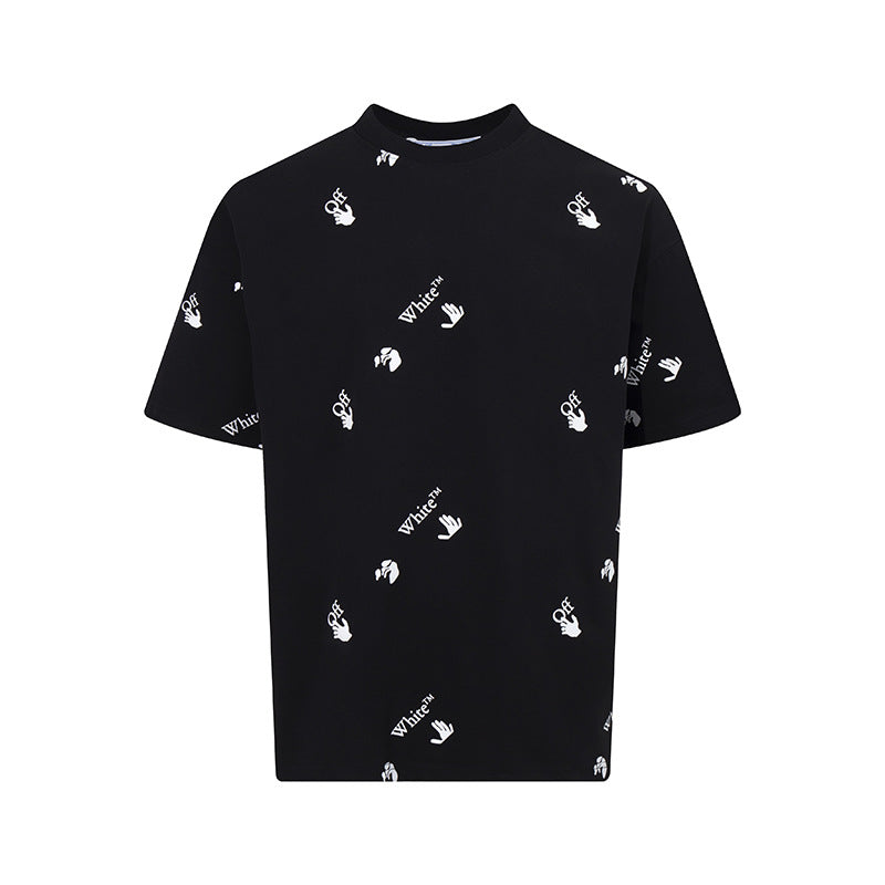 Tape Arrow Graphic Print Streetwear Crew Neck Short Sleeve T Shirt