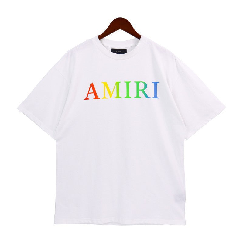 Amiri Multi‑Pattern Letter Graphic Oversized Tee Streetwear Unisex