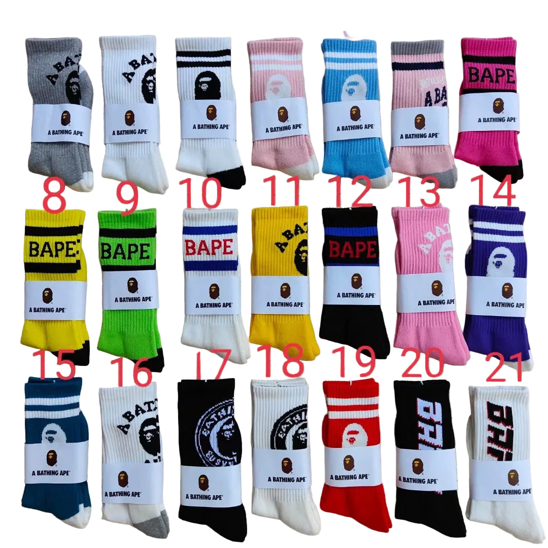 BAPE Ape Head Crew Socks Multi Graphic Prints