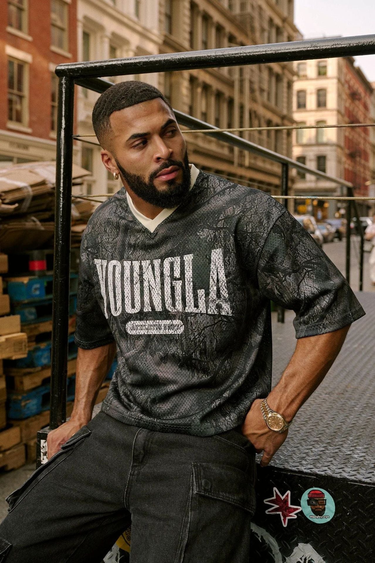 YOUNGLA 4187 Varsity Football Cropped Jersey