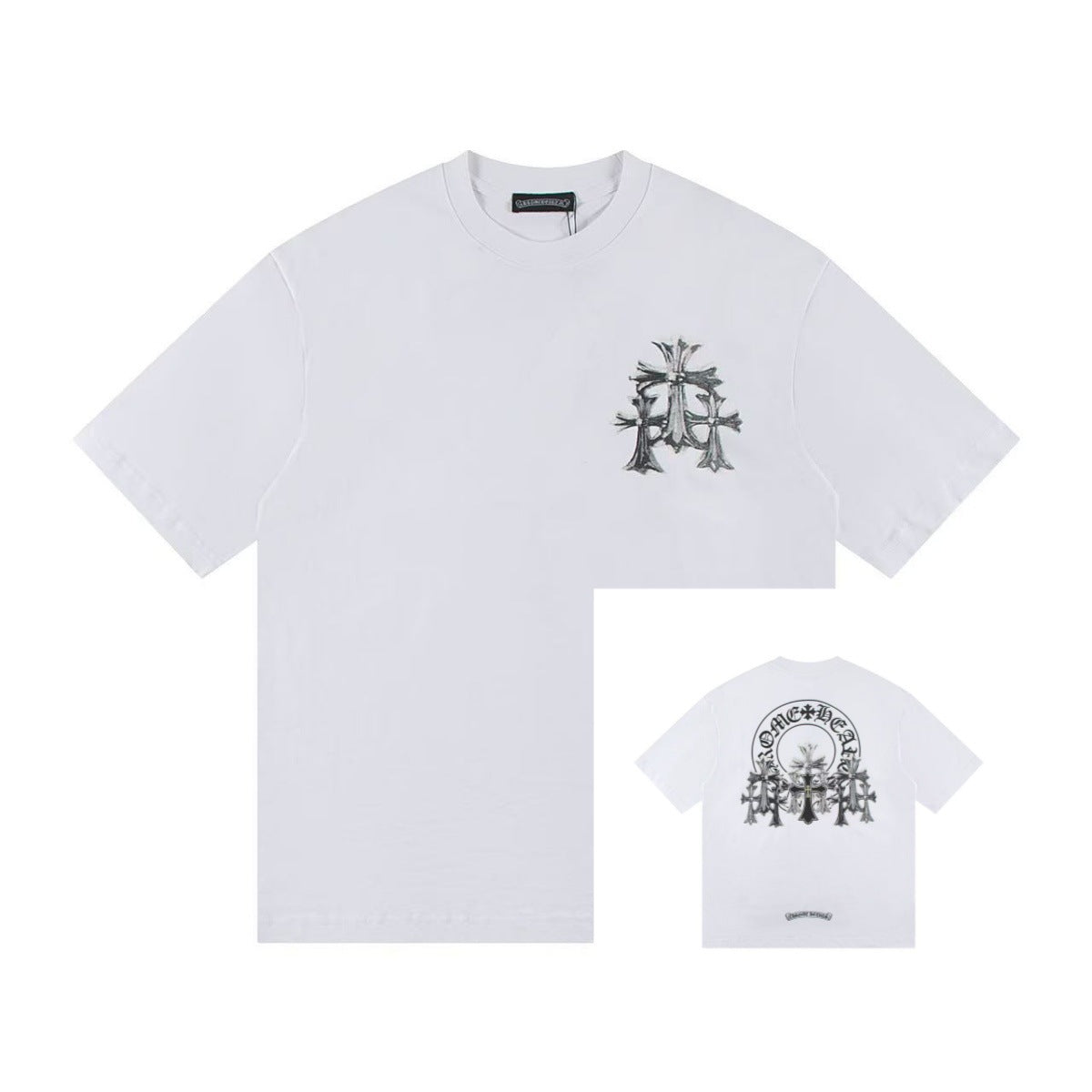 Chrome Hearts Color Sanskrit Cross Horseshoe Print Short Tee Unisex