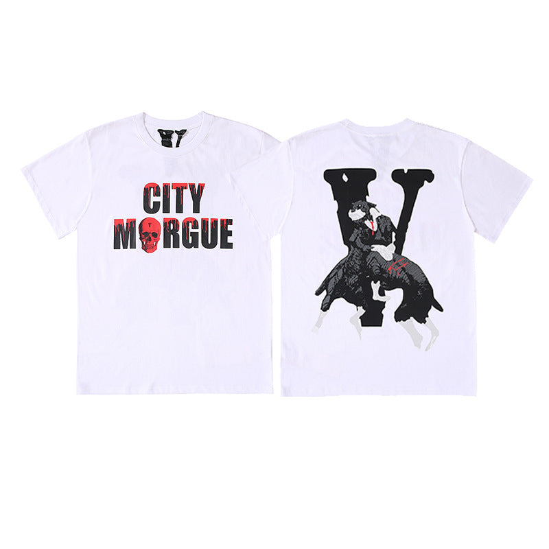 Vlone Big V Letter Graphic Print Short Sleeve Tee Streetwear Unisex