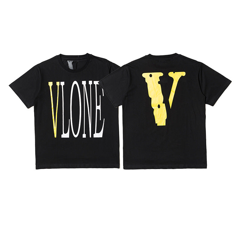 Vlone Big V Letter Graphic Print Short Sleeve Tee Streetwear Unisex