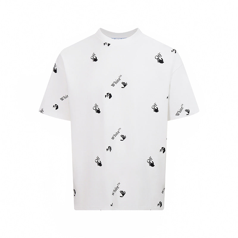Tape Arrow Graphic Print Streetwear Crew Neck Short Sleeve T Shirt