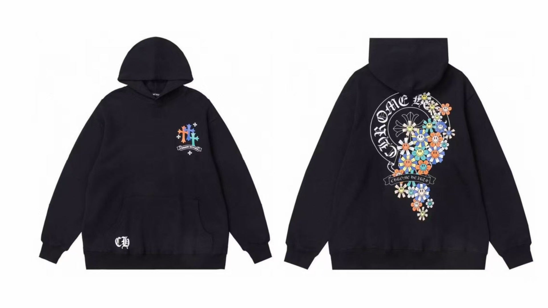 Chrome Hearts Gothic Graphic Print Pullover Hoodie Streetwear Unisex