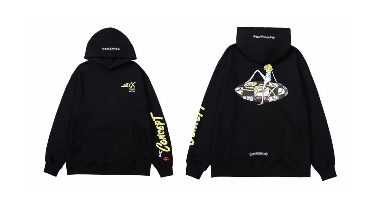 Chrome Hearts Gothic Graphic Print Pullover Hoodie Streetwear Unisex