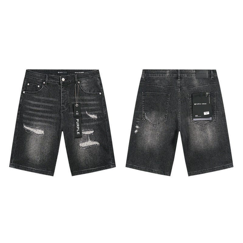 Purple Brand Distressed Loose Fit Denim Shorts Unisex