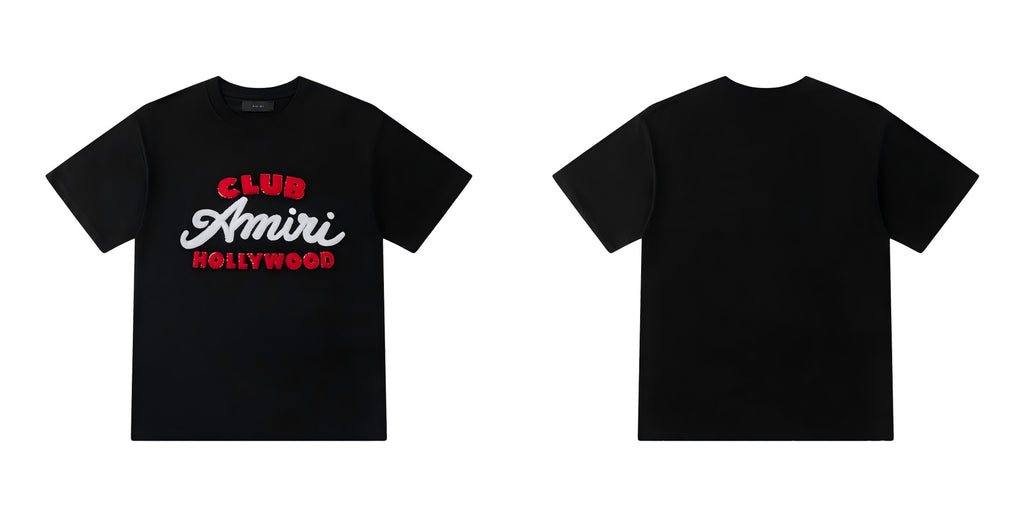 Amiri Club Letter Print Crew Neck Unisex T Shirt