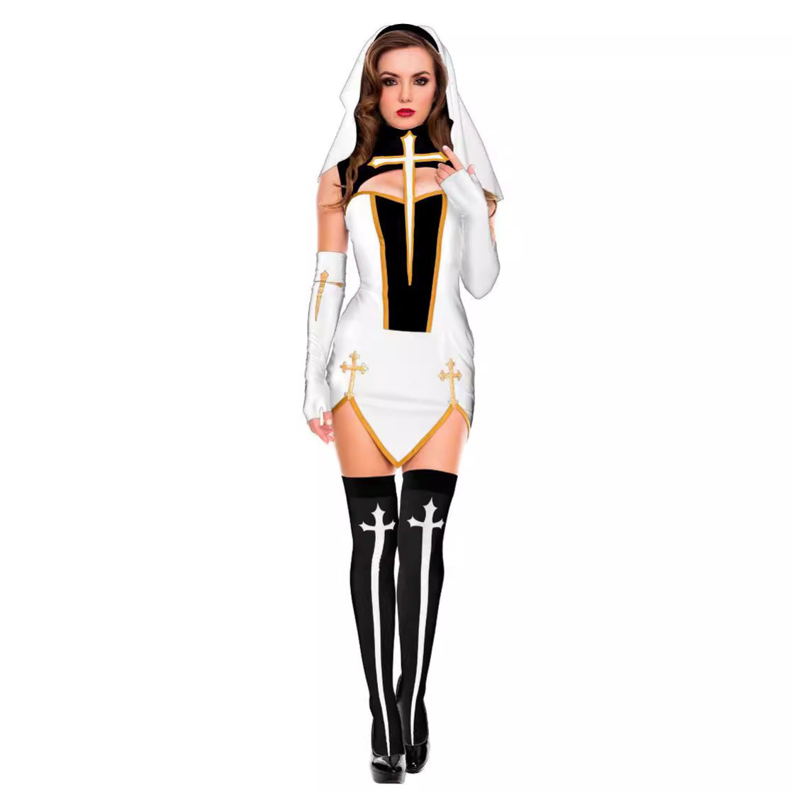 Halloween Women Sexy Nun Cosplay Devil Vampire Party Fancy Dress Sets