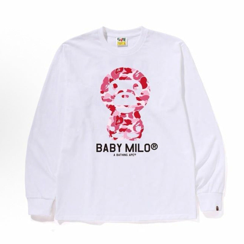 Bape Baby Milo Camo Ape Head Graphic Oversized Long Sleeve Tee Street