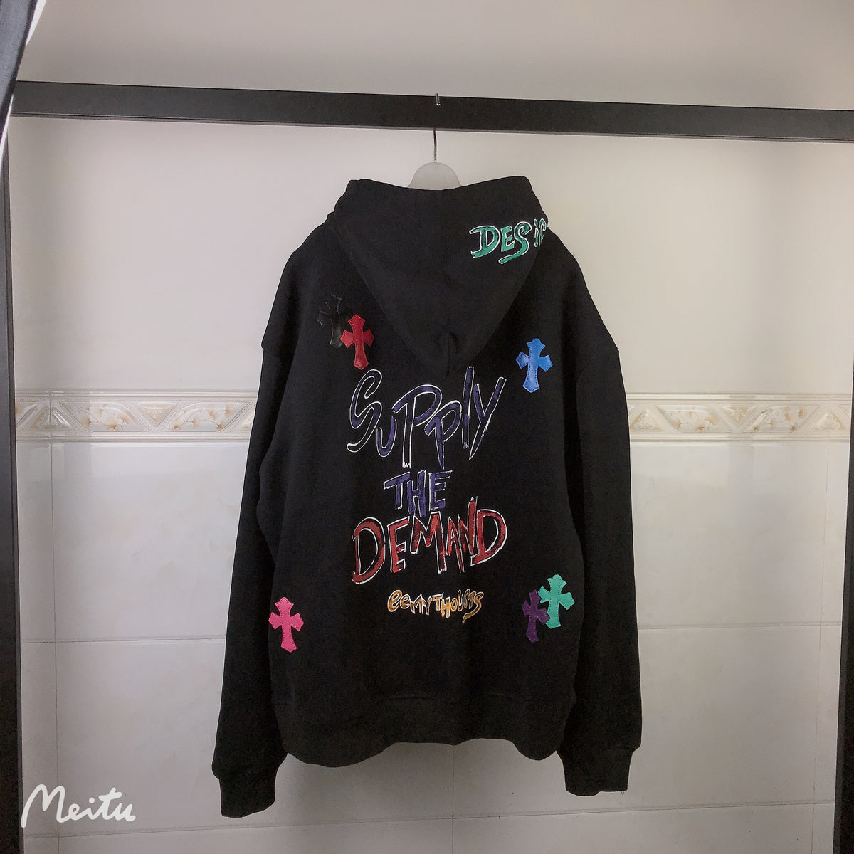 Chrome Hearts Multi‑Cross Sanskrit Graphic Oversized Hoodie Streetwear