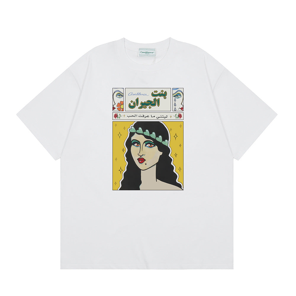 2026 New Casablanca Logo Print Loose Fit Unisex Short Sleeve T-Shirt