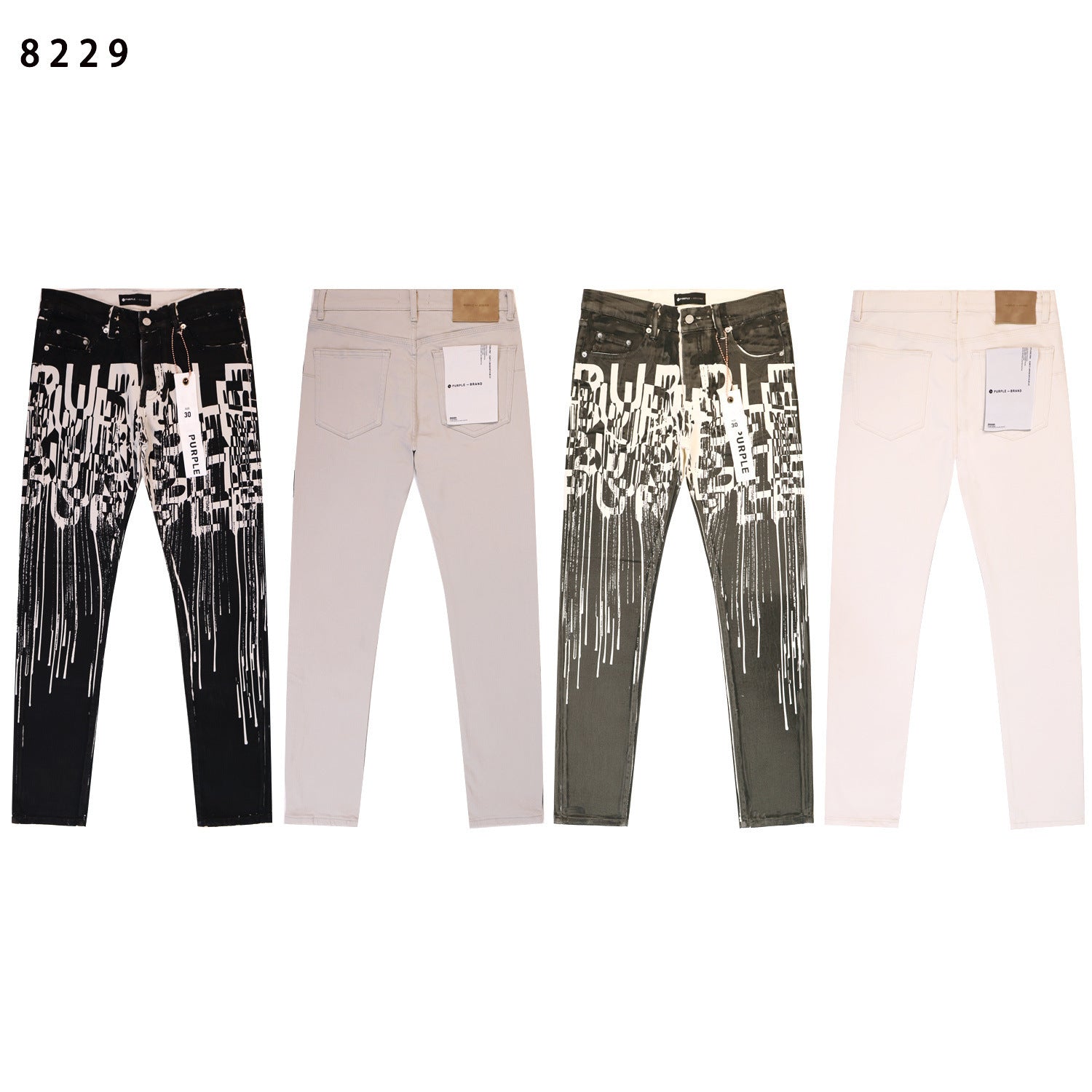 Purple Brand Hand Paint Ripped Skinny Denim Jeans Unisex