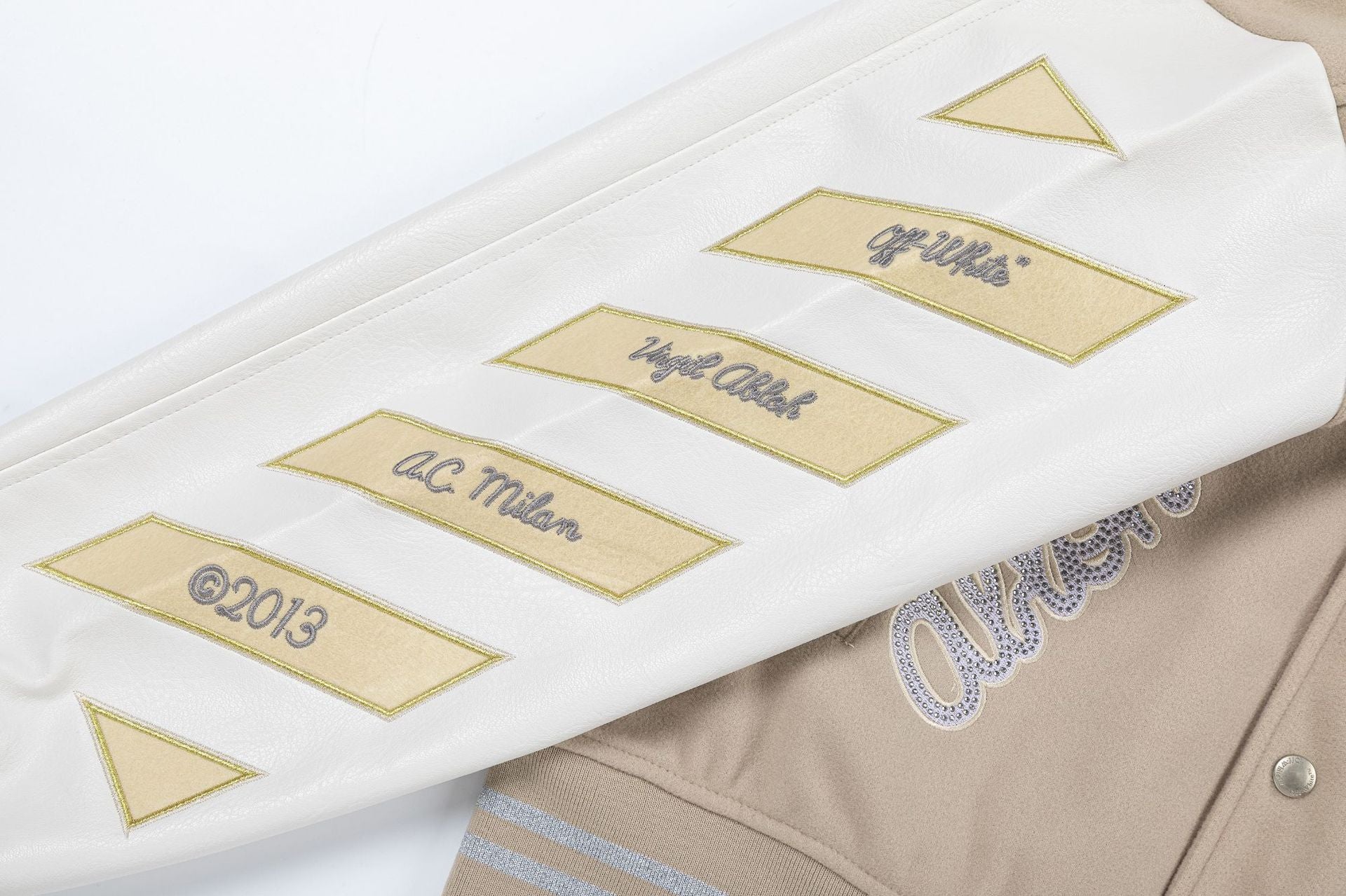 Off White Badge Embroidery Varsity Jacket Unisex